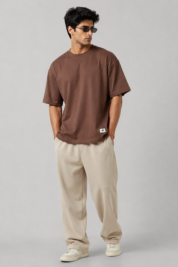 Cosmo Oversized Cotton T-Shirt - Brown (Men)