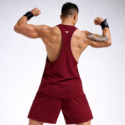 Indian Hawk Men’s Maroon Gym Stringer Tank Top Workout Training Sleeveless Vest