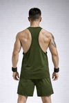 Lifted Deepcut Cotton Gym Tank Top - Olive Green (Men)