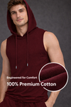 Raven Sports Sleeveless Cotton Hoodie - Wine (Men)
