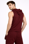Raven Sports Sleeveless Cotton Hoodie - Wine (Men)