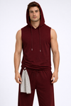 Raven Sports Sleeveless Cotton Hoodie - Wine (Men)