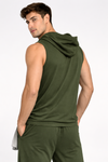 Raven Sports Sleeveless Cotton Hoodie - Olive Green (Men)