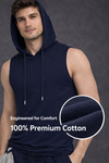 Raven Sports Sleeveless Cotton Hoodie - Navy Blue (Men)