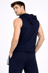 Raven Sports Sleeveless Cotton Hoodie - Navy Blue (Men)