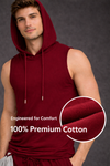 Raven Sports Sleeveless Cotton Hoodie - Red (Men)
