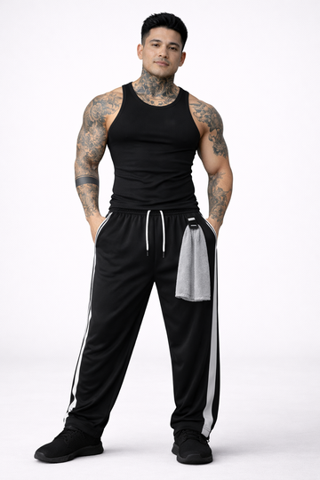 Valor Relaxed Fit Cotton Track Pants - Black (Men)
