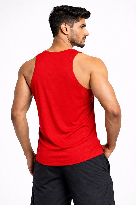 Aster Slim Fit Nylon Gym Tank - Red (Men)