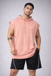 Forge Sleeveless Oversized Cotton Hoodie - Peach (Men)
