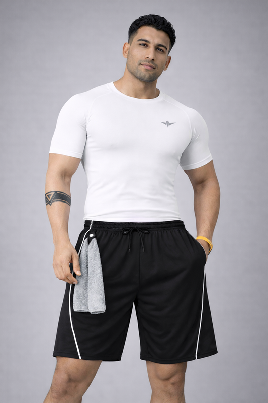 Indian Hawk Men’s Black Sports Shorts Breathable Gym Running