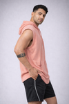 Forge Sleeveless Oversized Cotton Hoodie - Peach (Men)