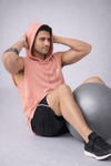 Forge Sleeveless Oversized Cotton Hoodie - Peach (Men)