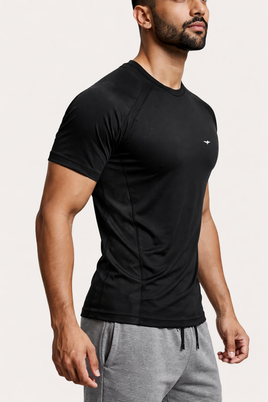 Indian Hawk Men’s Black Compression Gym T-Shirt Breathable