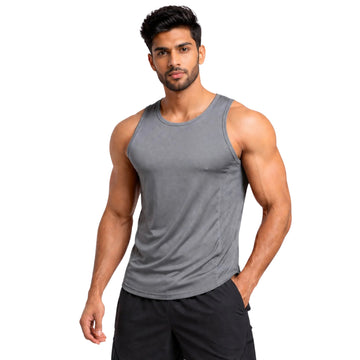Aster Slim Fit Nylon Gym Tank - Grey (Men)