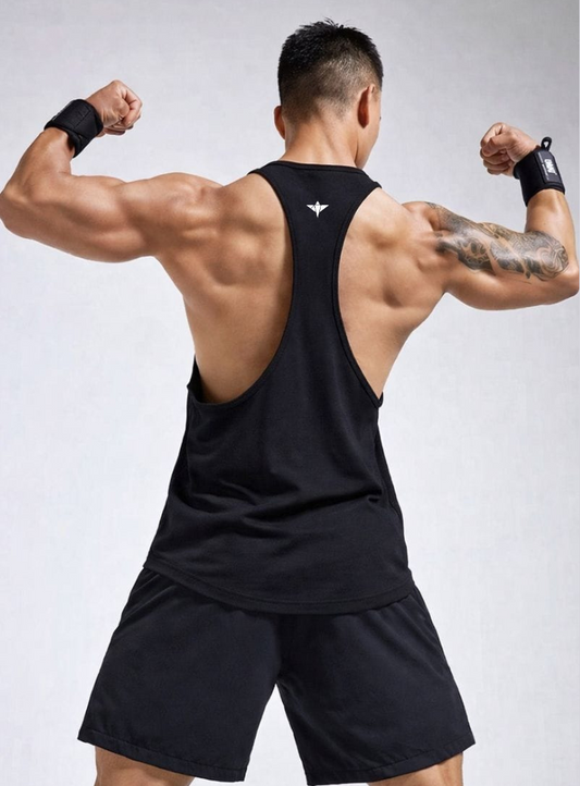 Lifted Deepcut Cotton Gym Tank Top - Black (Men)