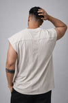 INDIAN HAWK Men’s Beige Oversized Sleeveless T-Shirt