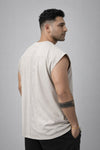 INDIAN HAWK Men’s Beige Oversized Sleeveless T-Shirt