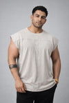INDIAN HAWK Men’s Beige Oversized Sleeveless T-Shirt