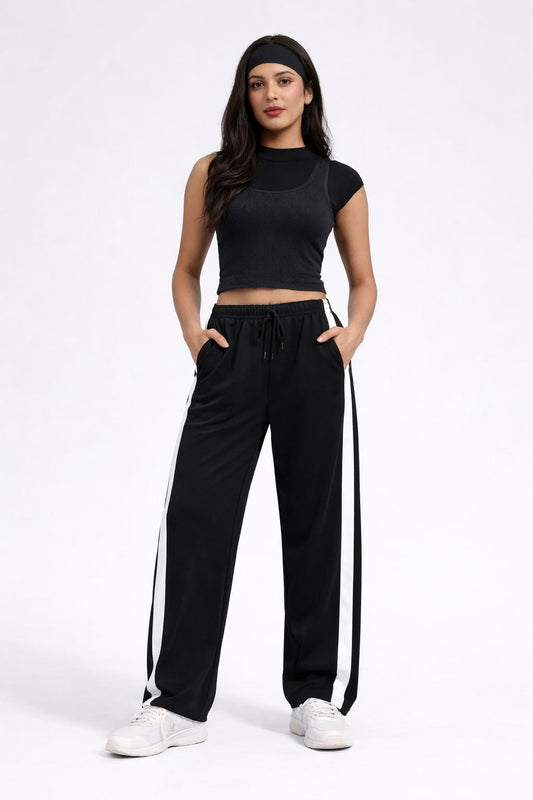 Prime Relaxed Fit Cotton Track Pants - Black (Women)