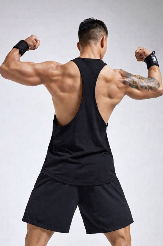 Lifted Deepcut Cotton Gym Tank Top - Black (Men)