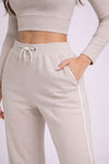 Comfy Relaxed Fit Cotton Track Pants - Light Grey (Women)