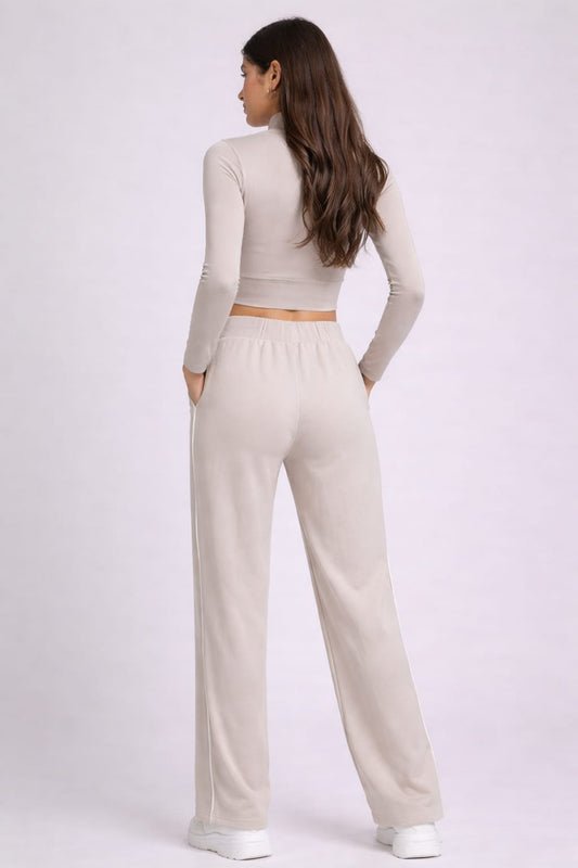 Comfy Relaxed Fit Cotton Track Pants - Light Grey (Women)