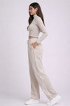 Comfy Relaxed Fit Cotton Track Pants - Light Grey (Women)