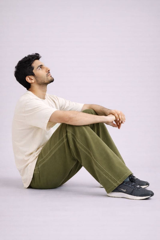 INDIAN HAWK Men’s Olive Green Cotton Track Pants