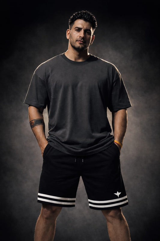 Indian Hawk Men’s Oversized Charcoal Grey Cotton T-Shirt with Relaxed Fit, Premium Fabric, Minimal Casual Streetwear Essential Style