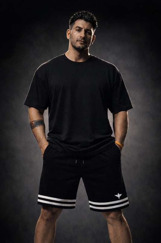 Indian Hawk Men’s Oversized Classic Black Cotton T-Shirt with Relaxed Fit, Premium Fabric, Minimal Casual Streetwear Essential Style