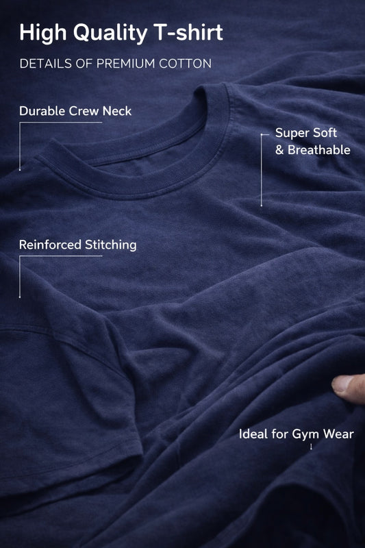 Indian Hawk Men’s Oversized Navy Blue Cotton T-Shirt with Relaxed Fit, Premium Fabric, Minimal Casual Streetwear Essential Style