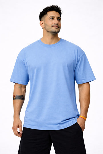 Cosmo Oversized Cotton T-Shirt -Sky Blue (Men)