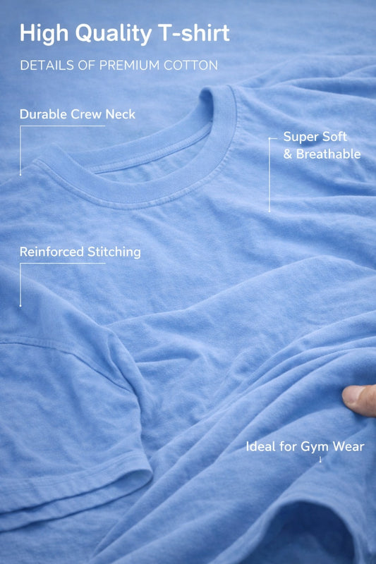 Indian Hawk Men’s Oversized Sky Blue Cotton T-Shirt with Relaxed Fit, Premium Fabric, Minimal Casual Streetwear Essential Style